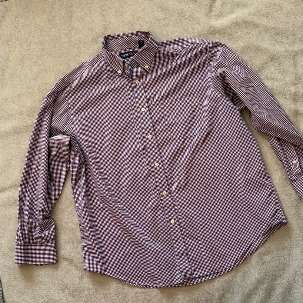 Travel Smart Plaid Button Down Long‎ Sleeve Men's XL